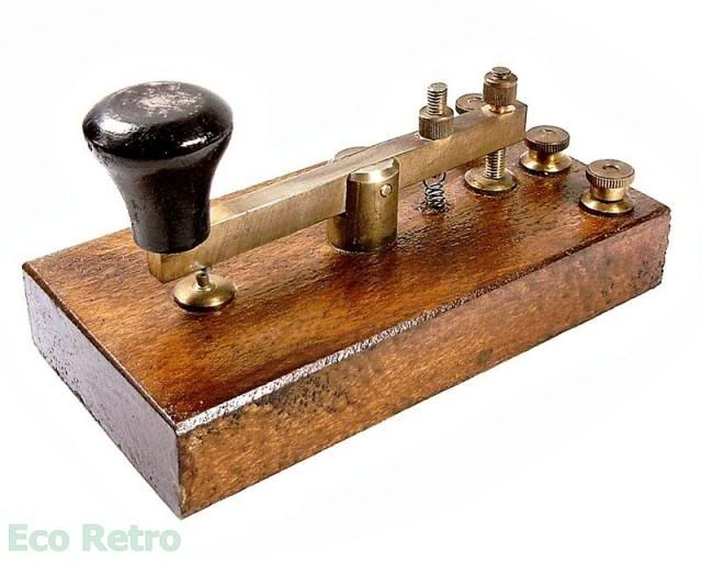 Antique Brass Morse Code Telegraph Key on Mahogany Base eBay