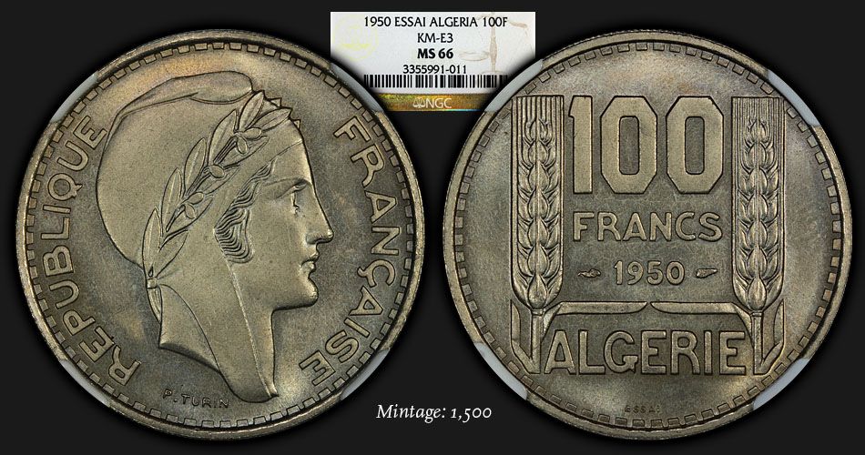 1950_Algeria_100F_Essai_NGC_MS66_composi