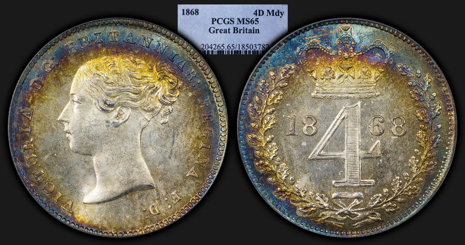 1868_Great_Britain_4D_Maundy_PCGS_MS65_c