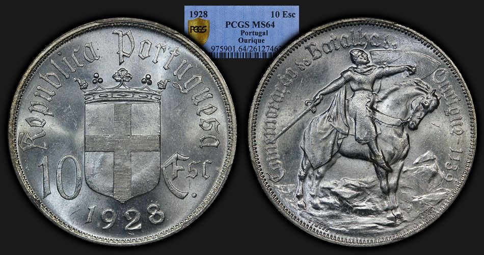 1928_Portugal_10Escudos_PCGS_MS64_Ouriqu