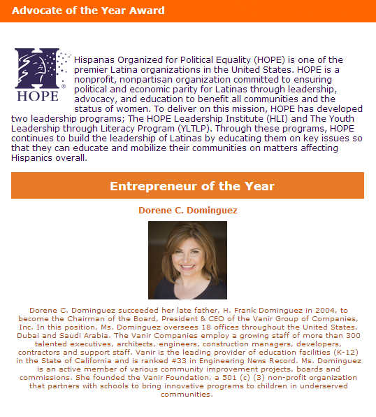 2012 Advocacy of the Year & Entrepreneur of the Year