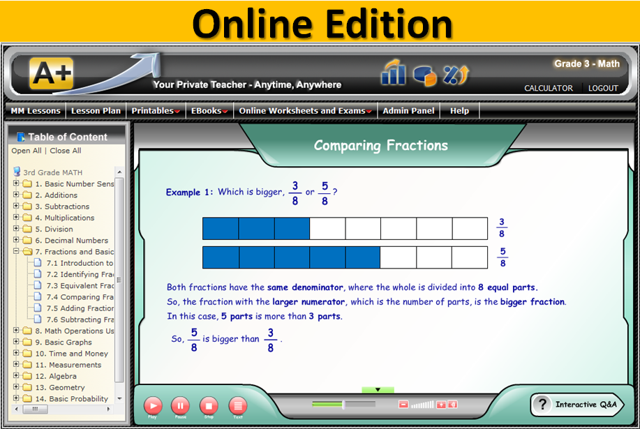 A+ Tutorsoft Interactive Math online screenshot