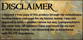 Disclaimer: I received a free copy of this product through the Schoolhouse Review Crew in exchange for my honest review. I was not required to write a positive review nor was I compensated in any other way. All opinions I have expressed are my own or those of my family. I am disclosing this in accordance with the FTC Regulations.