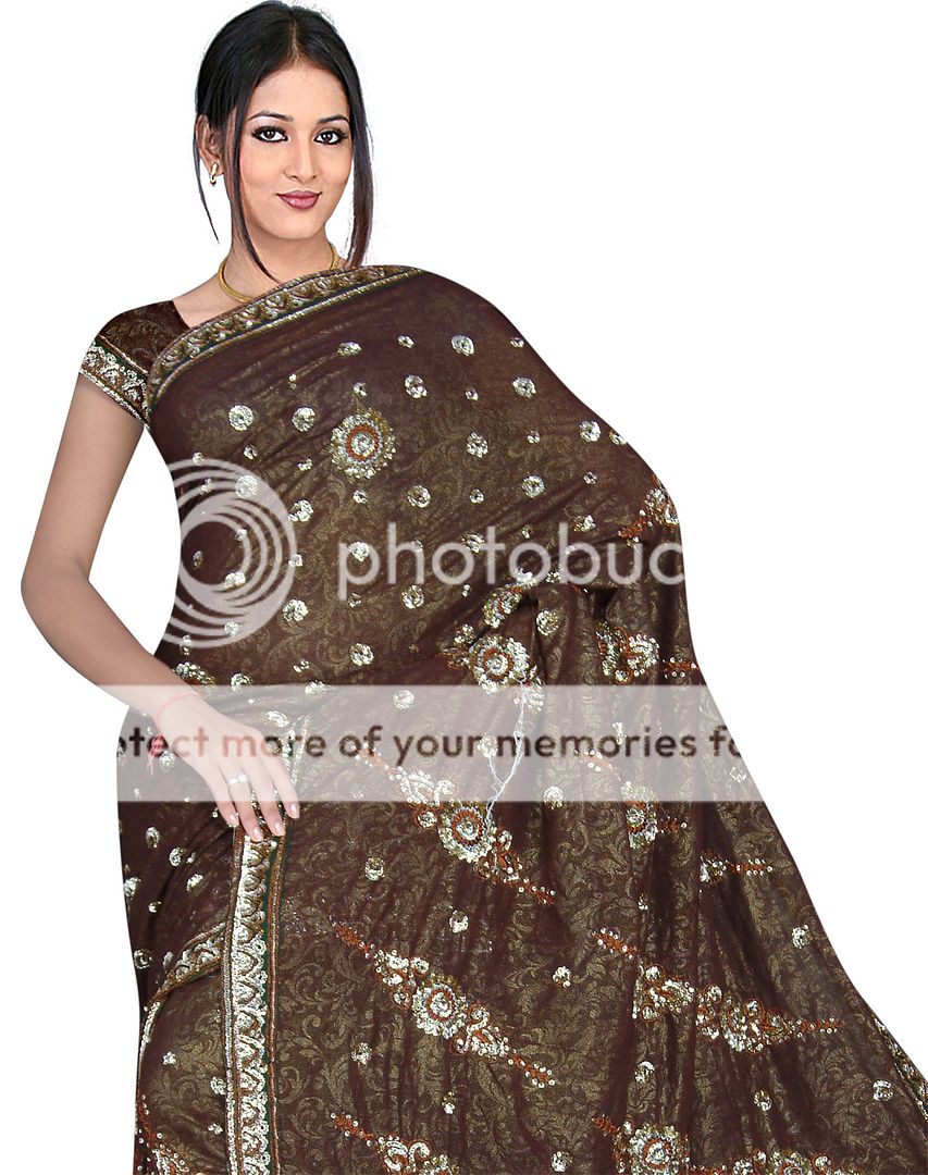 Ready to Wear Designer Embroidery Sequin Sari Saree KB