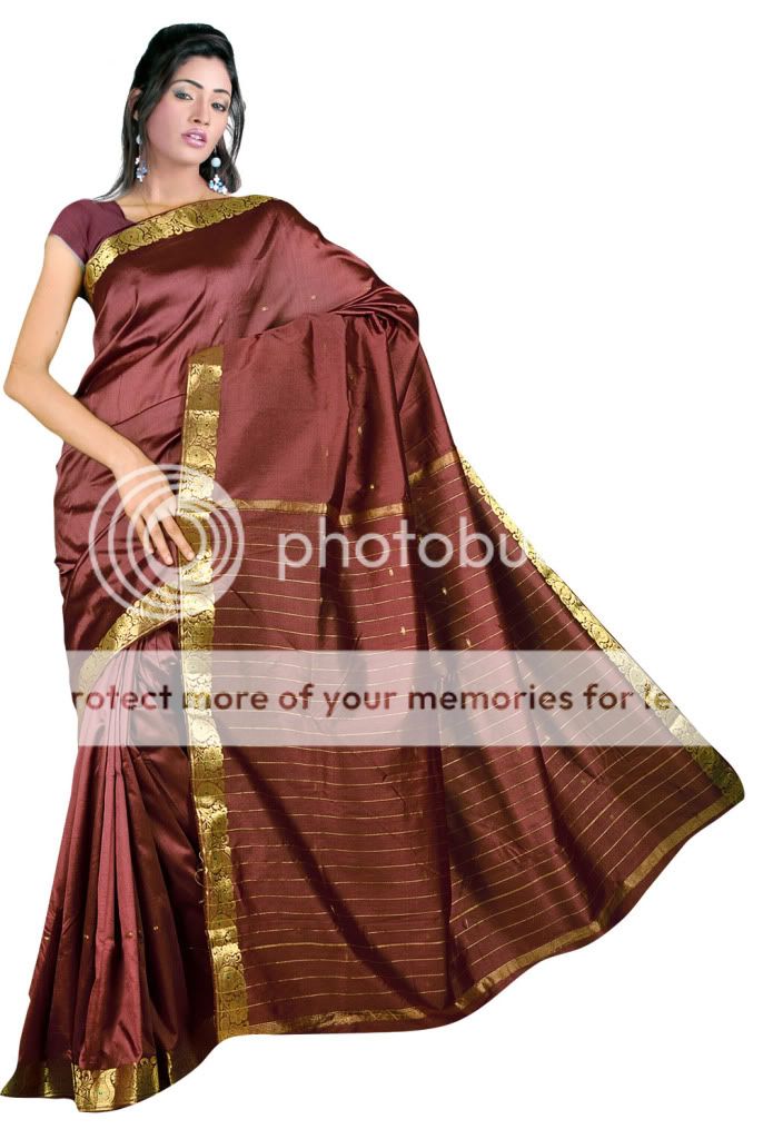 Indian Coffe Art Silk Sari saree Curtain Drape Panel  