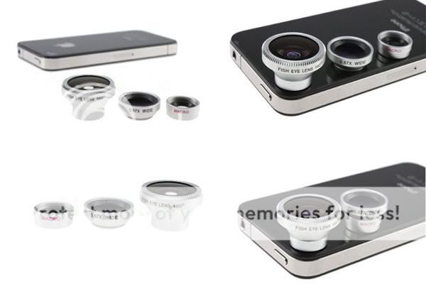 in 1 Detachable Wide Angle + Micro Lens + 180°Fish Eye Lens for 