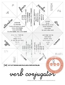 Verb conjugator- fortune teller size